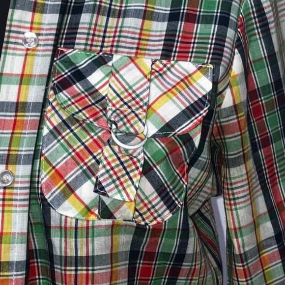 Vintage Koret Primary colored tartan Plaid button down shirt - Picture 3 of 10